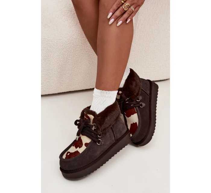 Dámské sněhule z přírodní semišové látky D.Franklin DFSH375008 čokoládové