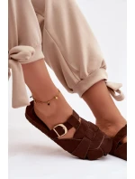 Dámské s pásky a zlatým přezkou Čokoládové model 21951397 - Boto