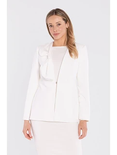 S432 Elegantní sako s ozdobnou mašlí - ecru