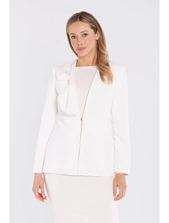 model 22152250 Elegantní sako s ozdobnou mašlí ecru - STYLOVE