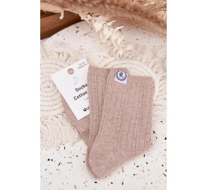 Dámské bavlněné žebrované ponožky – béžové Dámské bavlněné žebrované ponožky – béžové