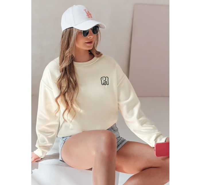 Dámská oversize mikina s výšivkou SOFTSLON ecru FashionStreet BY1433