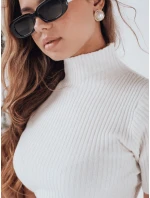 Dámský žebrovaný svetr s krátkým rukávem white Dstreet model 21991050 - FashionStreet