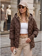 Kurtka damska pikowana z kapturem brązowa model 22341118 - FashionStreet Kurtka damska pikowana z kapturem brązowa model 22341118 - FashionStreet
