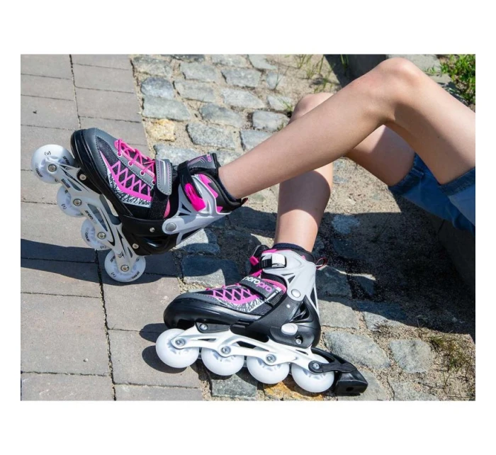 INLINE BRUSLE-KOLEČKOVÉ BRUSLE 4V1 ENERO PRO LED 30-33 PINK-GREY