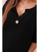 Dámská mušelínová košile s knoflíkem černá Dámská mušelínová košile s knoflíkem černá