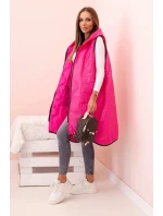 Dámská prošívaná vesta Plus Size s kapucí na zip růžová Dámská prošívaná vesta Plus Size s kapucí na zip růžová