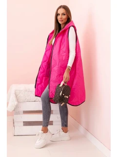 Dámská prošívaná vesta Plus Size s kapucí na zip růžová