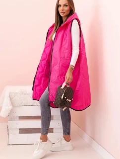Dámská prošívaná vesta Plus Size s kapucí na zip růžová