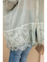 Dámská košile Plus Size bavlněná s krajkovým zakončením khaki Dámská košile Plus Size bavlněná s krajkovým zakončením khaki