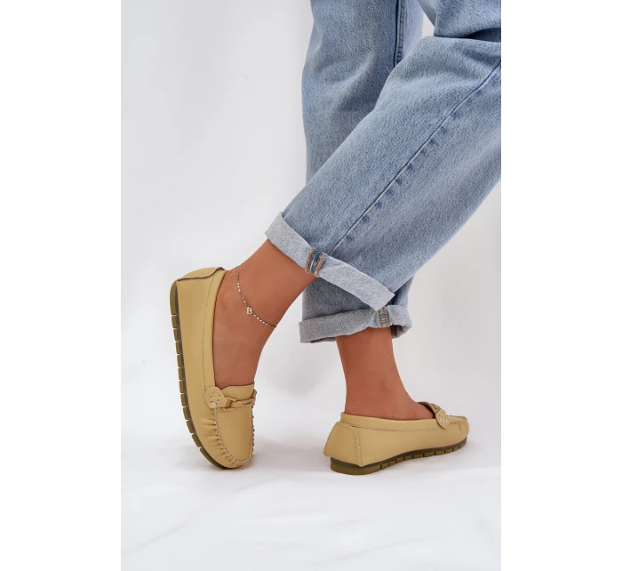 Ploché Kožené Mokasíny S Ozdobou model 21686049 Žluté - S.Barski