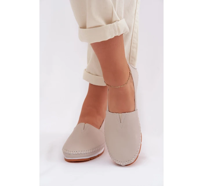 Kožené dámské polobotky S.Barski LR61-7051 Béžové Kožené dámské polobotky S.Barski LR61-7051 Béžové