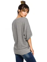 model 15096877 Halenka nadměrné velikosti se zavinovacími detaily pudrová - BeWear model 15096877 Halenka nadměrné velikosti se zavinovacími detaily pudrová - BeWear