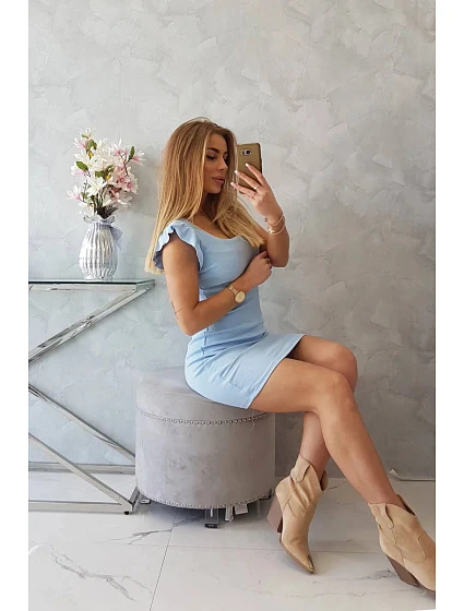 Dámské šaty s volánky model 20973265 Světle modrá - Kesi Dámské šaty s volánky model 20973265 Světle modrá - Kesi