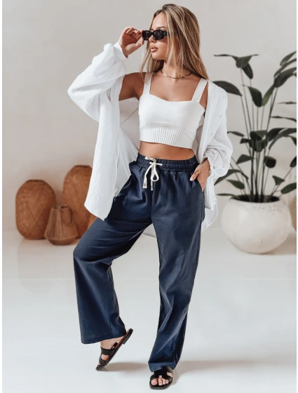 Dámské ležérní kalhoty s širokými nohavicemi BOHO DAY navy blue Dstreet UY2649