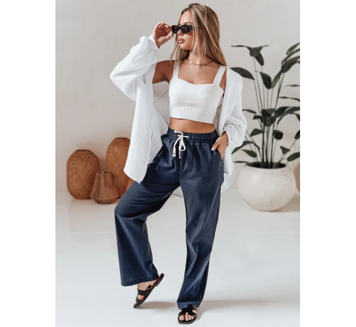 Dámské ležérní kalhoty s širokými nohavicemi BOHO DAY navy blue Dstreet UY2649