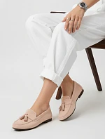 Dámské semišové mokasíny s chokery růžové FashionStreet ZY1364