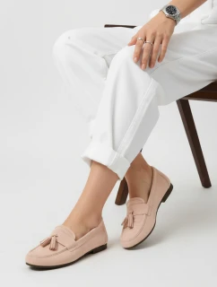 Dámské semišové růžové mokasíny model 21996161 - Dstreet