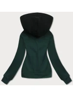 Tmavě zelená krátká dámská rozepínací mikina model 21224413 - LHD