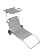 Skládací plážové lehátko se stříškou na kolečkách 116x62x62-90CM šedé Skládací plážové lehátko se stříškou na kolečkách 116x62x62-90CM šedé