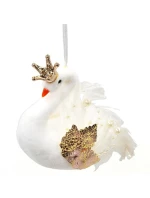 DEKORATIVNÍ ZÁVĚSNÁ CETKA LABUŤ 17CM PERLEŤOVÁ KŘÍDLA