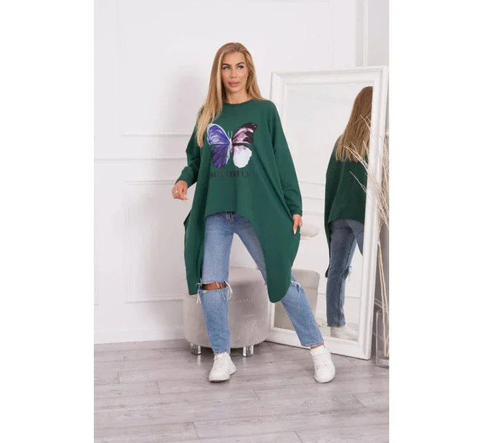 Oversize halenka s potiskem tmavě zelená