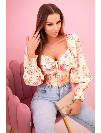 Dámská španělská halenka s květinovým vzorem, dlouhý rukáv yellow Dámská španělská halenka s květinovým vzorem, dlouhý rukáv yellow