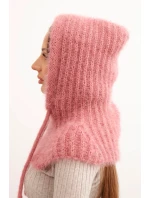 Dámská čepice s kapucí a jemným vzorem s tkaničkami tmavě růžová Dámská čepice s kapucí a jemným vzorem s tkaničkami tmavě růžová