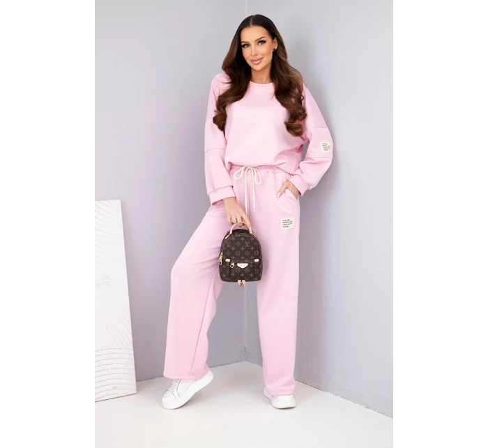 Dámská sada máslová mikina + kalhoty světle růžový