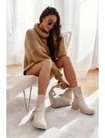 Dámské Teplé Kozačky Na Podpatku Béžove model 21596753 - Boto