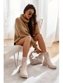 Dámské Teplé Kozačky Na Podpatku Béžove model 21596753 - Boto