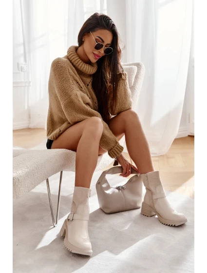 Dámské Teplé Kozačky Na Podpatku Béžove model 21596753 - Boto