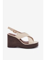 Dámské sandály z eko kůže na platformě Béžové model 21937453 - Boto