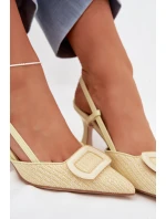 Dámské sandály na podpatku s ozdobným Žluté model 22028004 - Boto