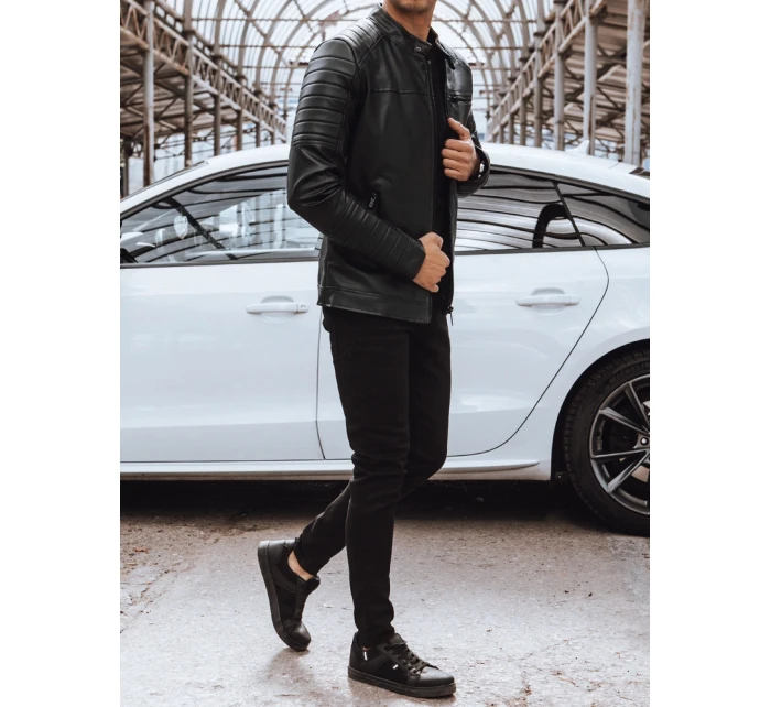 Pánská kožená bunda černá FashionStreet TX4229 Pánská kožená bunda černá FashionStreet TX4229