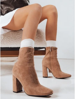 Dámské semišové kozačky na podpatku béžové FashionStreet ZY1225