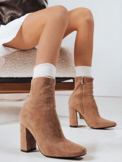 Dámské semišové kozačky na podpatku béžové FashionStreet ZY1225