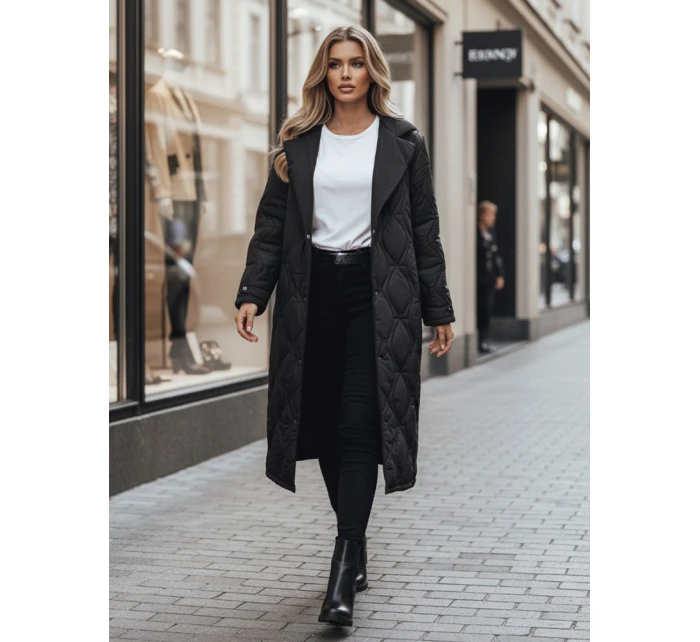 Dámský prošívaný dlouhý kabát TRENDIFY černý FashionStreet TY4378z