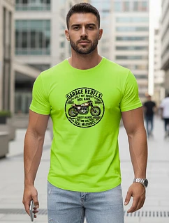Pánské limetkově zelené tričko FashionStreet s potiskem motorky NX5007R