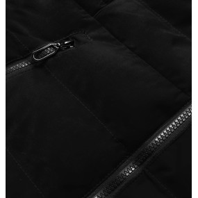Krátká černá zimní bunda s kapucí (16M9055-392)