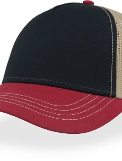 Atlantis Headwear Rapper Canvas-S 5 panelová Trucker kšiltovka 33.0234 navy/burgundy/khaki
