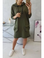 Kaki šaty s kapucí Kaki šaty s kapucí