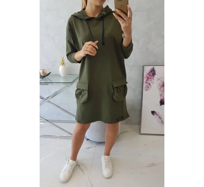 Kaki šaty s kapucí Kaki šaty s kapucí