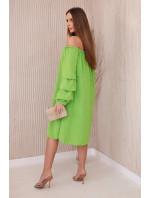 Španělské šaty s ozdobnými rukávy jasně zelená