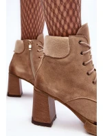 Botky Zamszové Šněrovací Na Sloupku Bežové Lemar Flomes