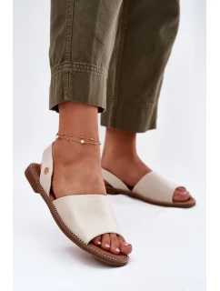 Dámské sandály na plochém podpatku eko kůže béžové model 21697882 - EVENTO