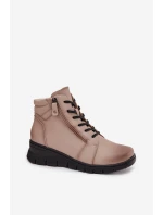 Kožené dámské kotníkové boty na platformě zateplené Vinceza 39963 béžové Kožené dámské kotníkové boty na platformě zateplené Vinceza 39963 béžové