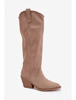 Beige kožené kozačky typu kovbojky Sylvie Beige kožené kozačky typu kovbojky Sylvie