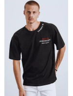 Černé pánské tričko Dstreet RX4608 s potiskem a odznaky