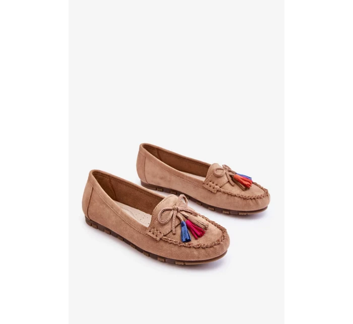 Semišové Mokasíny S Mašlí A Třásněmi Tmavě béžová Dorine Semišové Mokasíny S Mašlí A Třásněmi Tmavě béžová Dorine